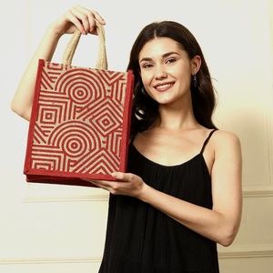 Friendly Jute Bag-Reusable Tiffin/Shopping/Grocery Multipurpose Hand Bag with Zi